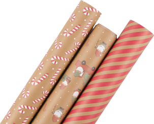Julpapper kraftpapper julmotiv 70 cm x 6 m, 3-pack