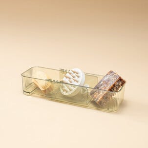 Säilytyslaatikko säädettävä, läpinäkyvä vihreä 23-36,5 cm