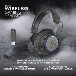 Deltaco Gaming DH440 trådløst headset med RGB