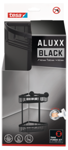Tesa Aluxx dubbel hörnkorg självhäftande, svart