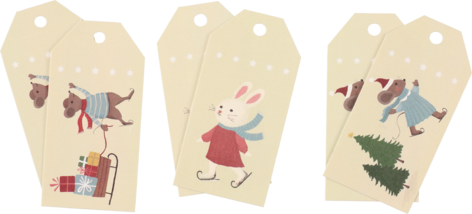 Presentetiketter barnmotiv FSC 4 x 8 cm 6-pack