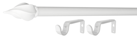 Gardinstang med endeknotter og veggfester, 120–210 cm