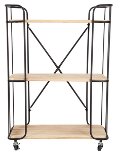 Hylla på hjul, trä/metall 