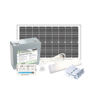 Sunwind uthuspaket 30 W solpanel med tillbehör