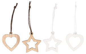 Juletrepynt i tre, 24-pakning