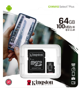 MicroSDHC/-SDXC minneskort Klass 10, Kingston Canvas Select Plus SDCS2