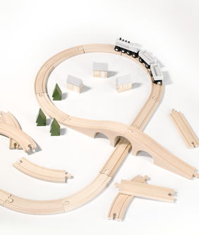 Tågbana i trä, startset, från 3 år