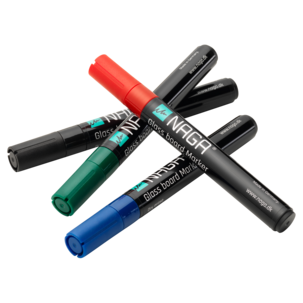 Naga Tussi lasitaululle, käännettävä kärki, pyyhittävä, 4 kpl