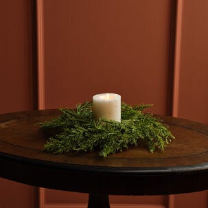 Lysmansjett til kubbelys, minikrans med einer, 27 cm