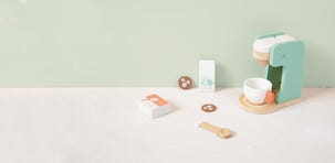 Lekekaffetrakter i tre, fra 3 år