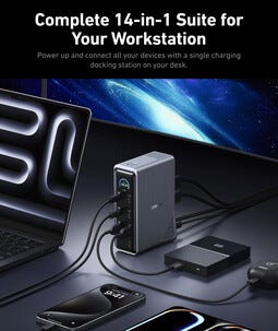 Anker Prime ladestasjon USB-C/A 6 porter GaN, 200 W