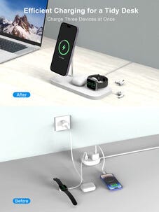 Trådløs Qi2-lader 3-i-1 for iPhone, magnetisk, 15 W
