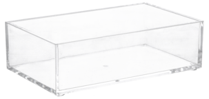 Pinottava säilytyslaatikko kirkasta muovia