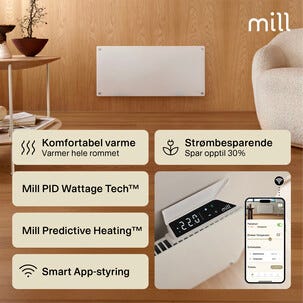 Mill Glass Smart WiFi Sähköpatteri Gen. 4, valkoinen, 1000 W