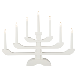 Adventsljusstake LED trä 7-armad, vit, Konstsmide, 33 cm