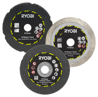Ryobi RAKCOT03 kutteskiver fliser / plast / metall, 3-pakning