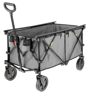 Hopfällbar skrinda, stora hjul och teleskophandtag