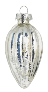 6 antiksilverfärgade julkulor