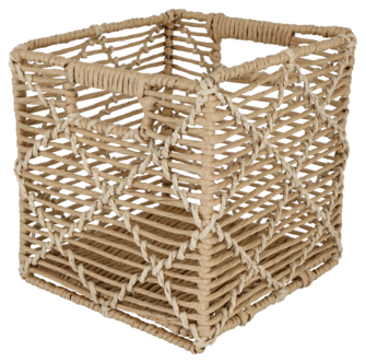 Flettet oppbevaringskurv med håndtak, natur