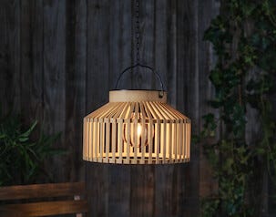 Taklampa solcell hängande bambu Northlight, 30 cm