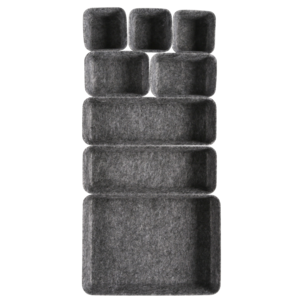 Oppbevaringsesker kontor grå filt, 8-pakning