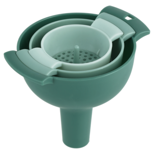 Suppilo siivilällä, muovi, pinottava, 3 kpl