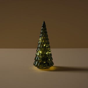 Glasgran med belysning, grön, 25,7 cm