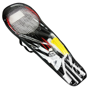 Badmintonset med nät och tillbehör, 4 racketar