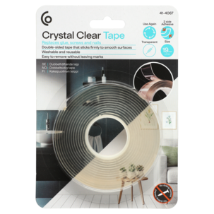Kaksipuolinen teippi, läpinäkyvä, 19 mm x 3 m Crystal Clear