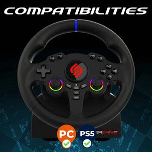 Superdrive 220 RS-5 gamingratt og pedaler, PS5 datamaskin