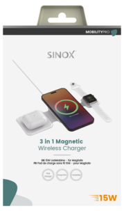 Sinox Pro 3-i-1 MagSafe laddare 15 W, vit