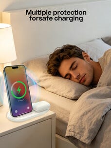 Trådløs 2-i-1 Qi2-lader, hvit
