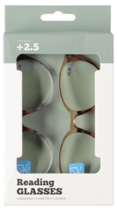 Lesebriller med blålysfilter, brun og lilla, 2-pakning