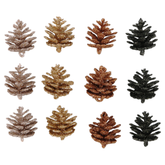 Julgranspynt glittrande kottar, 12-pack 