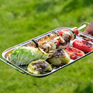 Grillbrett i rustfritt stål, 42,5 x 24,7 x 5,5 cm