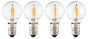 E10 LED-pærer til adventsstake, 10-55 V, runde, 4-pakning
