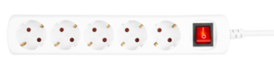 Grenuttag med strömbrytare, 5-vägs med 5 m kabel