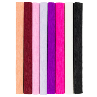 Creativ Company kreppapir strekkbart lilla/rosa 8-pakning