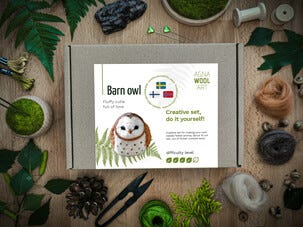 Agna Wool Art Kit filt en ugle i ull, 10 cm