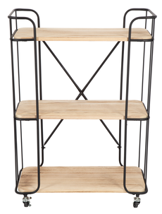 Hylla på hjul, trä/metall 
