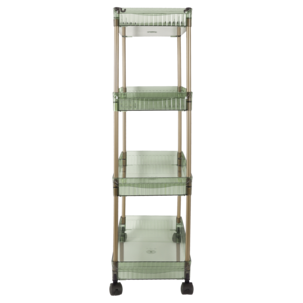 Förvaringsvagn 4 lådor grön/guld