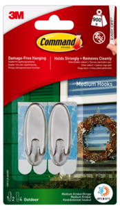 Command Medium selvheftende utendørskroker, 2-pakning
