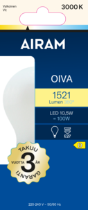 Airam Oiva LED-lamppu E27 10,5 W, lämpimän valkoinen