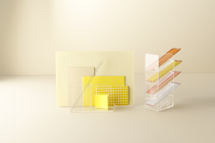 Skrivbordsställ med flera fack, transparent plast