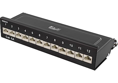 Patchpanel 12xRJ45-portar, Deltaco PAN-213