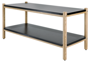 Skohylle svart metall og tre, 80,8 cm