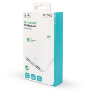 Deltaco Powerbank 10 000 mAh, 2 x USB-A
