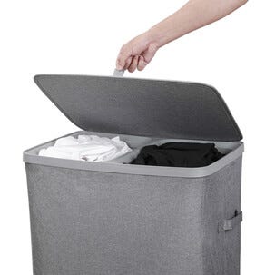 Skittentøyskurv med lokk og 2 vaskeposer, 56 x 40 x 67 cm