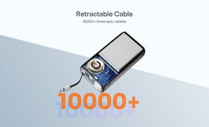 Powerbank med sladd, USB-C, 20 000 mAh