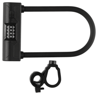 Bøylelås til sykkel med kode og feste, svart, 12 mm 24 cm